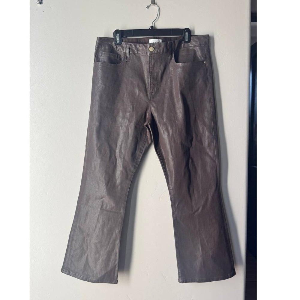 Frame Le Crop Mini Bootcut Coated Jean Chocolate Brown Y2K Cottagecore Chic 34